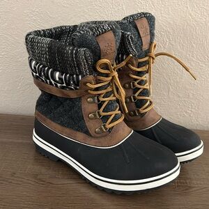GLOBALWIN Women's Waterproof Winter Boots Snow Boots, Size 8.5, Brown/Black